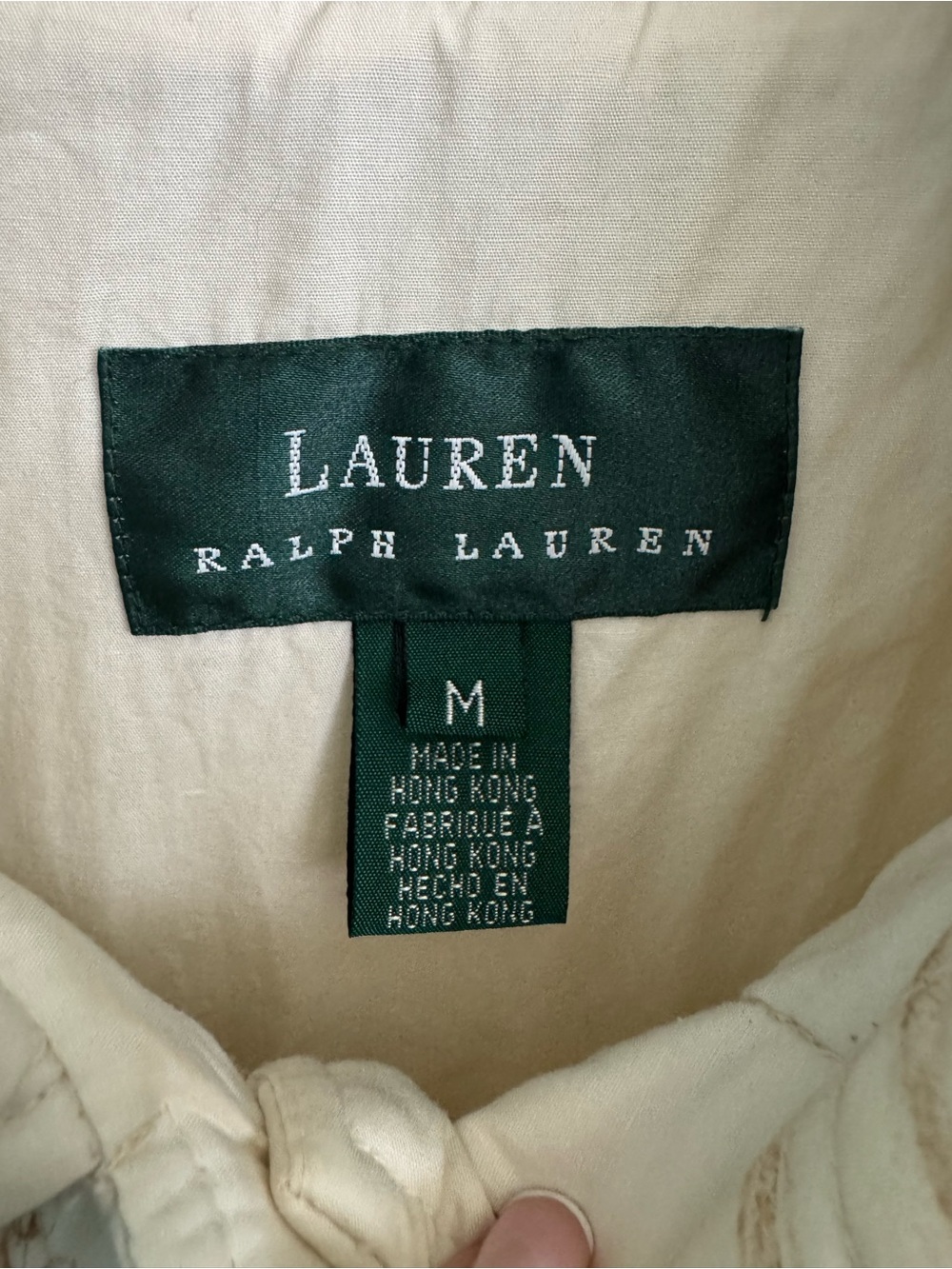 Vintage Ralph Lauren Cream Quilted Button-Front Barn Jacket - Picture 6 of 8